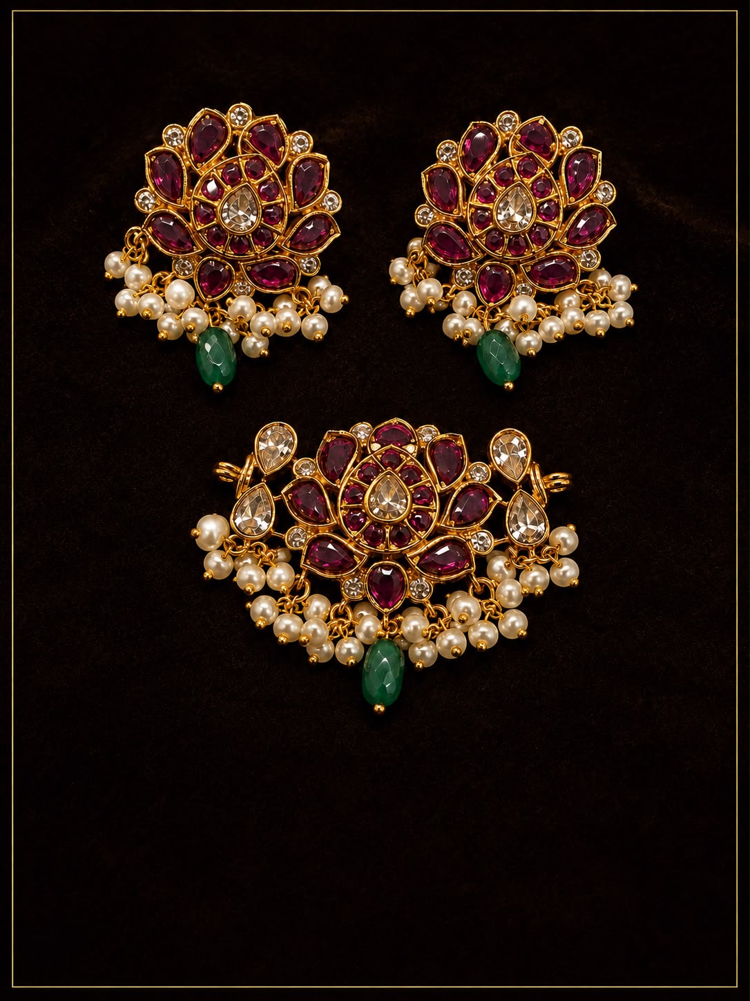 Kemp Stone Lotus Pendant Set