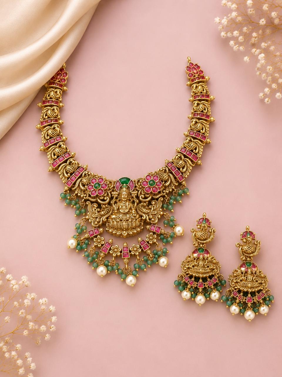 Temple Lakshmi Necklace Set
